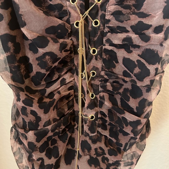 Leopard Print Ruched Bodysuit - Picture 3 of 8